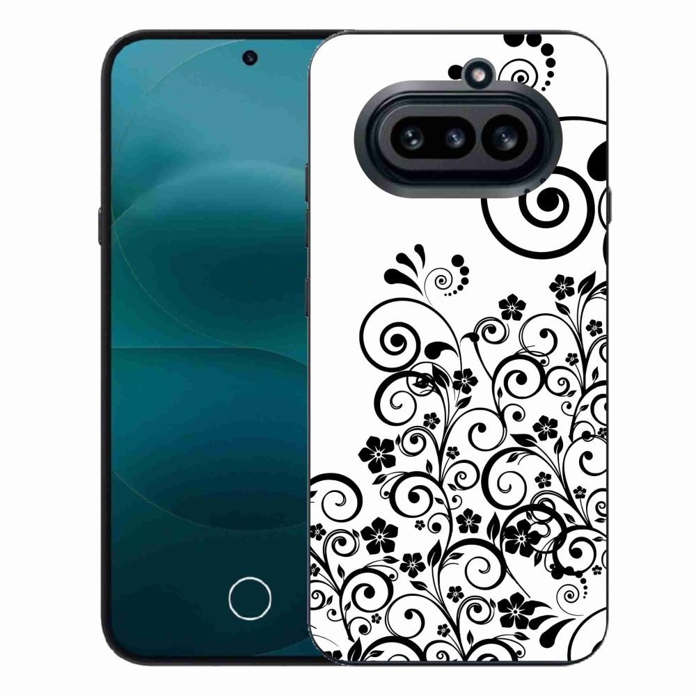 Zselés borítás mmCase a Nothing Phone (4a) telefonhoz - fekete-fehér virágmintás borítás