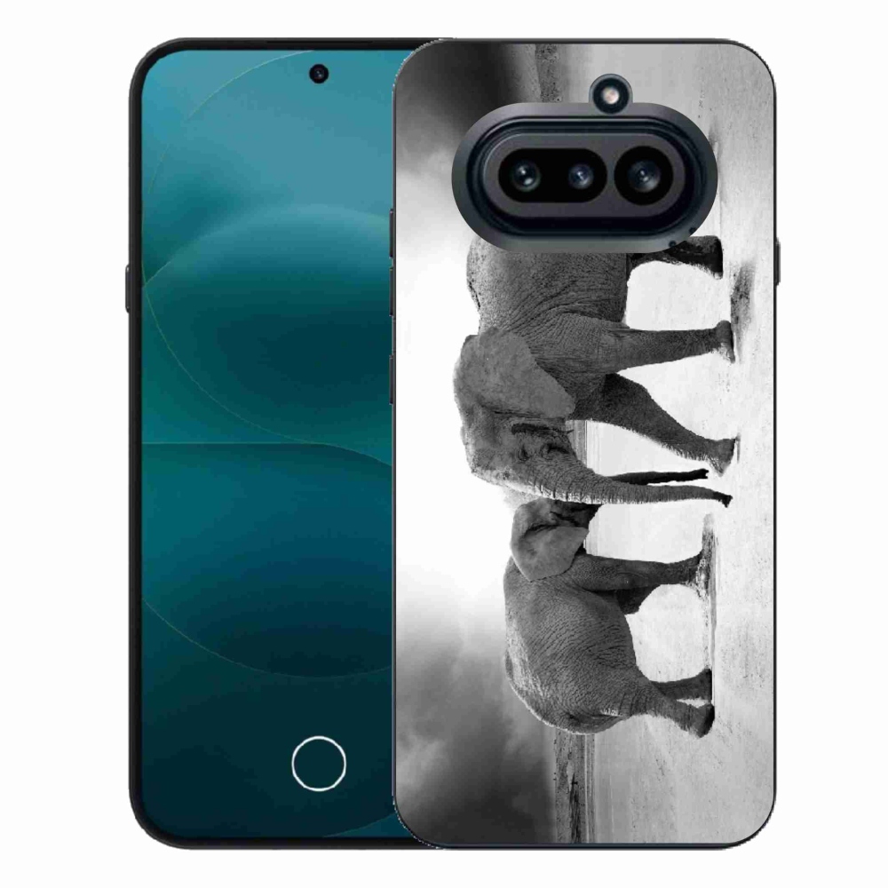 Zselés borító mmCase a Nothing Phone (4a) telefonhoz - fekete-fehér elefántok