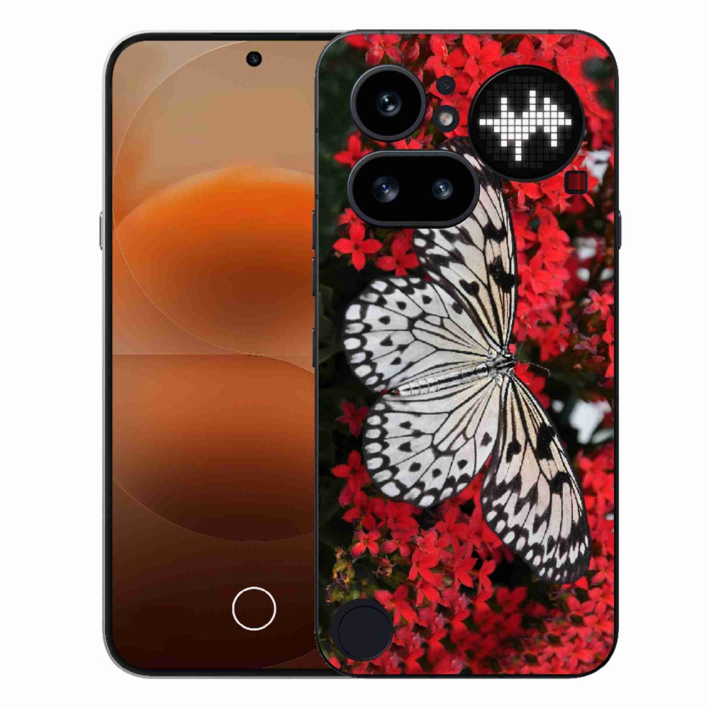 Zselés tok mmCase a Nothing Phone (4a) telefonhoz - fekete-fehér pillangó 1