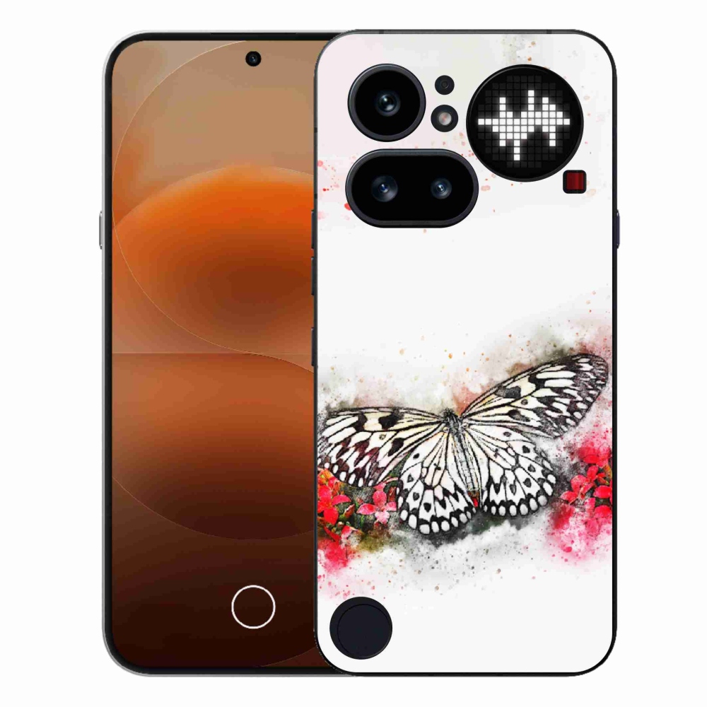 Zselés tok mmCase a Nothing Phone (4a) telefonhoz - fekete-fehér pillangó