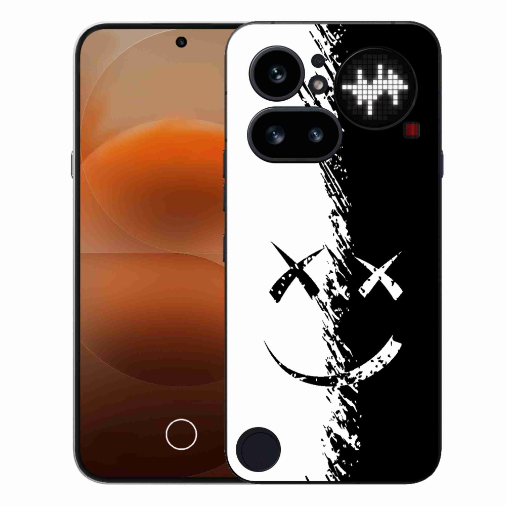 Zselés borító mmCase a Nothing Phone (4a) telefonhoz - fekete-fehér smiley