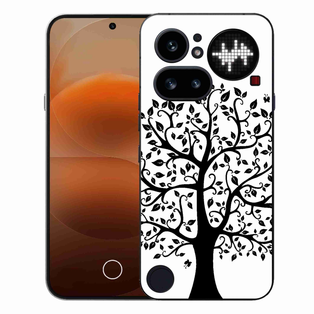 Zselés tok mmCase a Nothing Phone (4a) telefonhoz - fekete-fehér fa