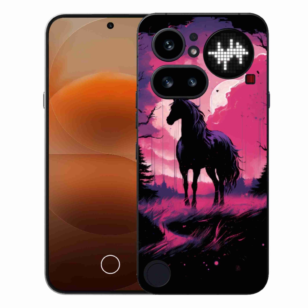 Zselés borító mmCase a Nothing Phone (4a) - fekete rajzfilm ló 1