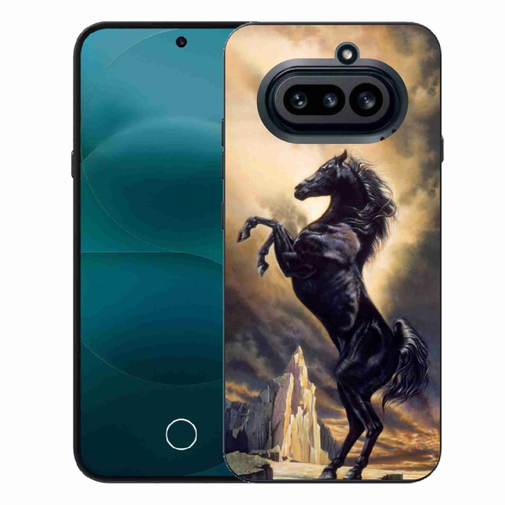 Zselés borító mmCase a Nothing Phone (4a) telefonhoz - fekete rajzfilm ló