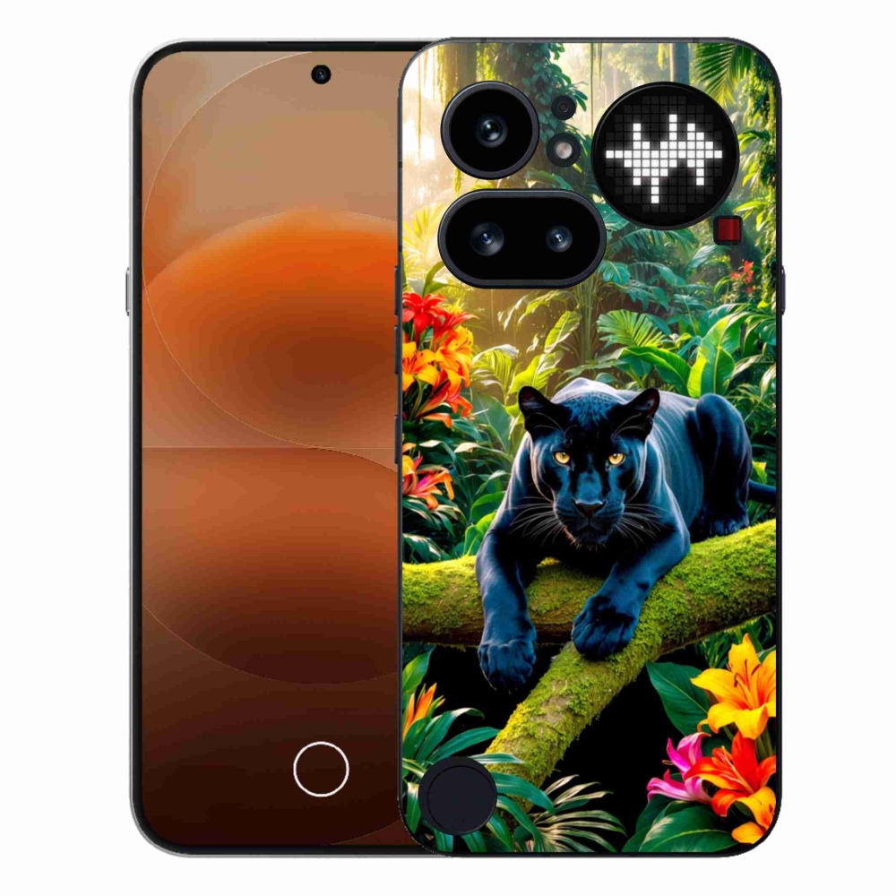 Zselés borítás mmCase a Nothing Phone (4a) - fekete párduc a dzsungelben