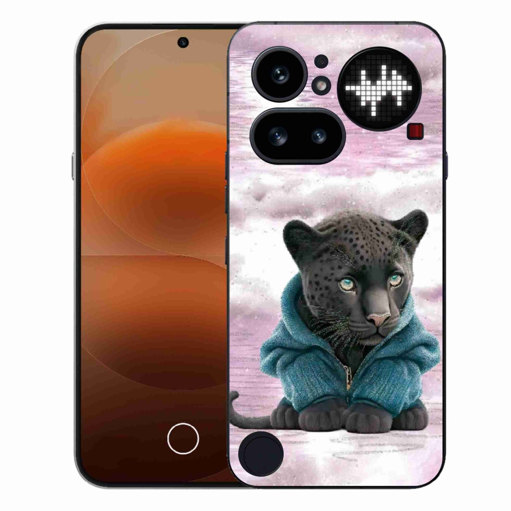Zselés borítás mmCase a Nothing Phone (4a) telefonhoz - fekete párduc pulóverben
