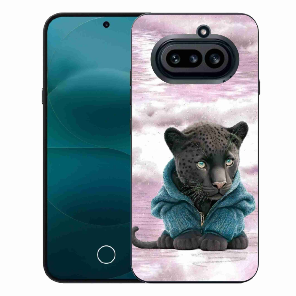 Zselés borítás mmCase a Nothing Phone (4a) telefonhoz - fekete párduc pulóverben