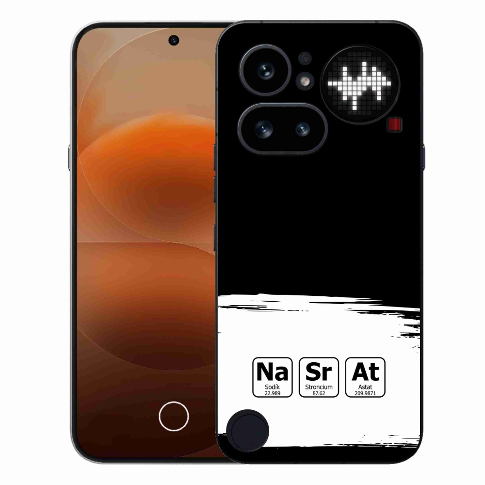 Zselés borító mmCase a Nothing Phone (4a) - kémiai elemek fehér és fekete háttérrel