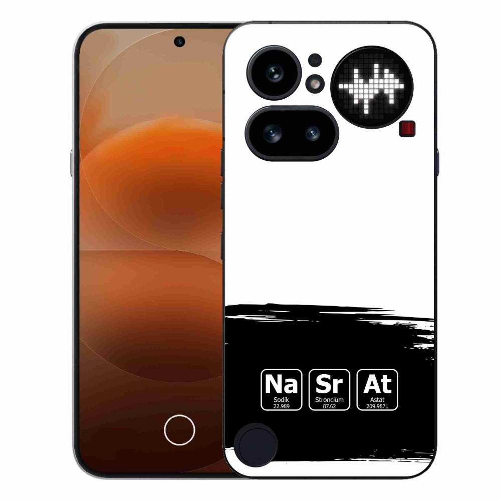 Zselés borító mmCase a Nothing Phone (4a) - kémiai elemek fekete-fehér háttérrel