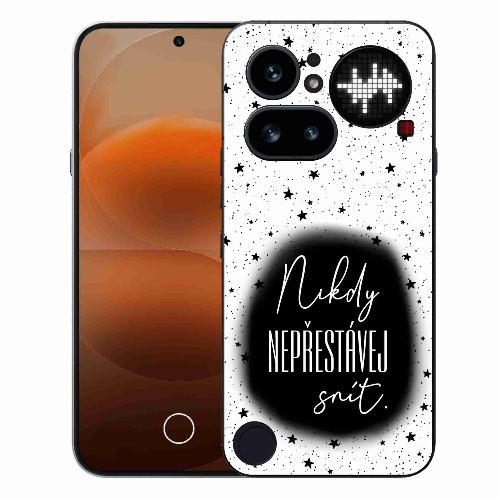 Zselés borító mmCase a Nothing Phone (4a) - idézet 1 fekete-fehér háttérrel
