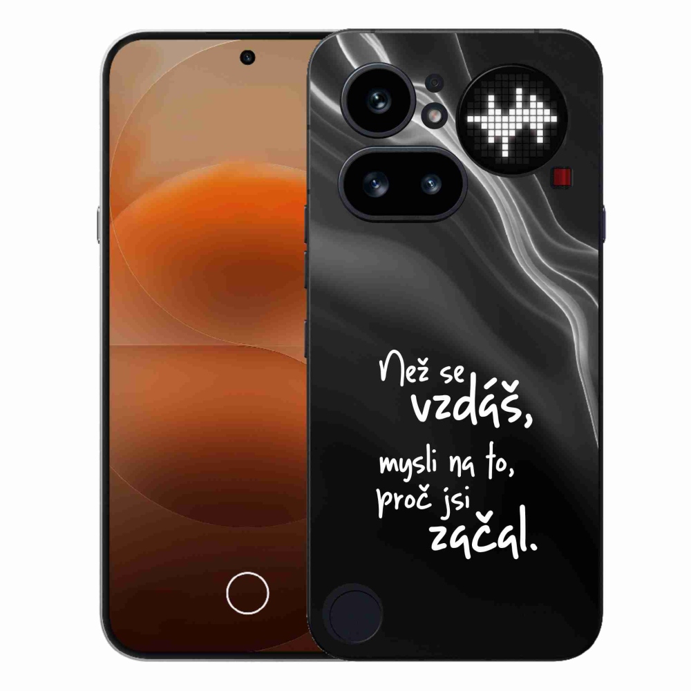 Zselés borító mmCase a Nothing Phone (4a) - idézet 2 fekete háttérrel