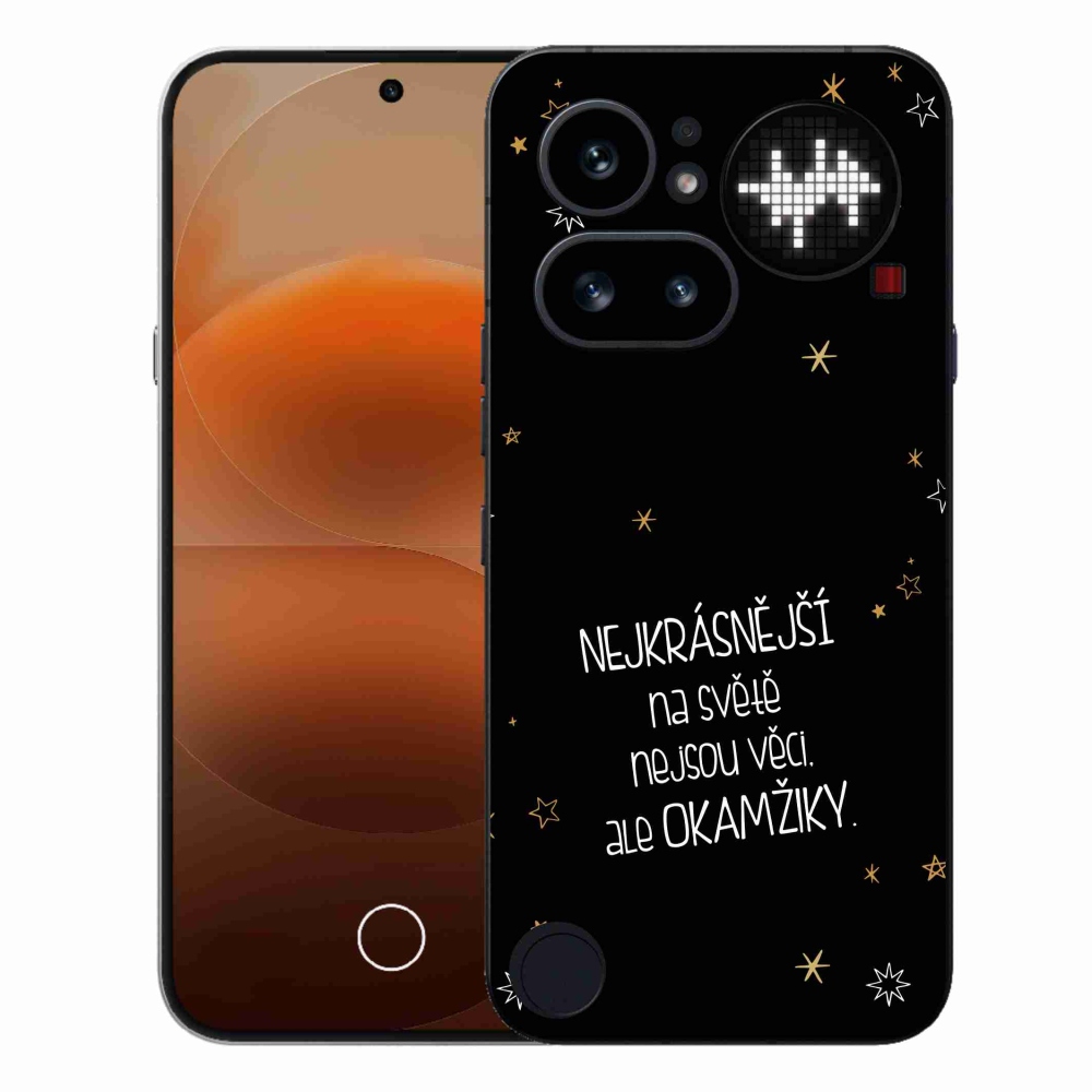 Zselés borító mmCase a Nothing Phone (4a) - idézet 4 fekete háttérrel