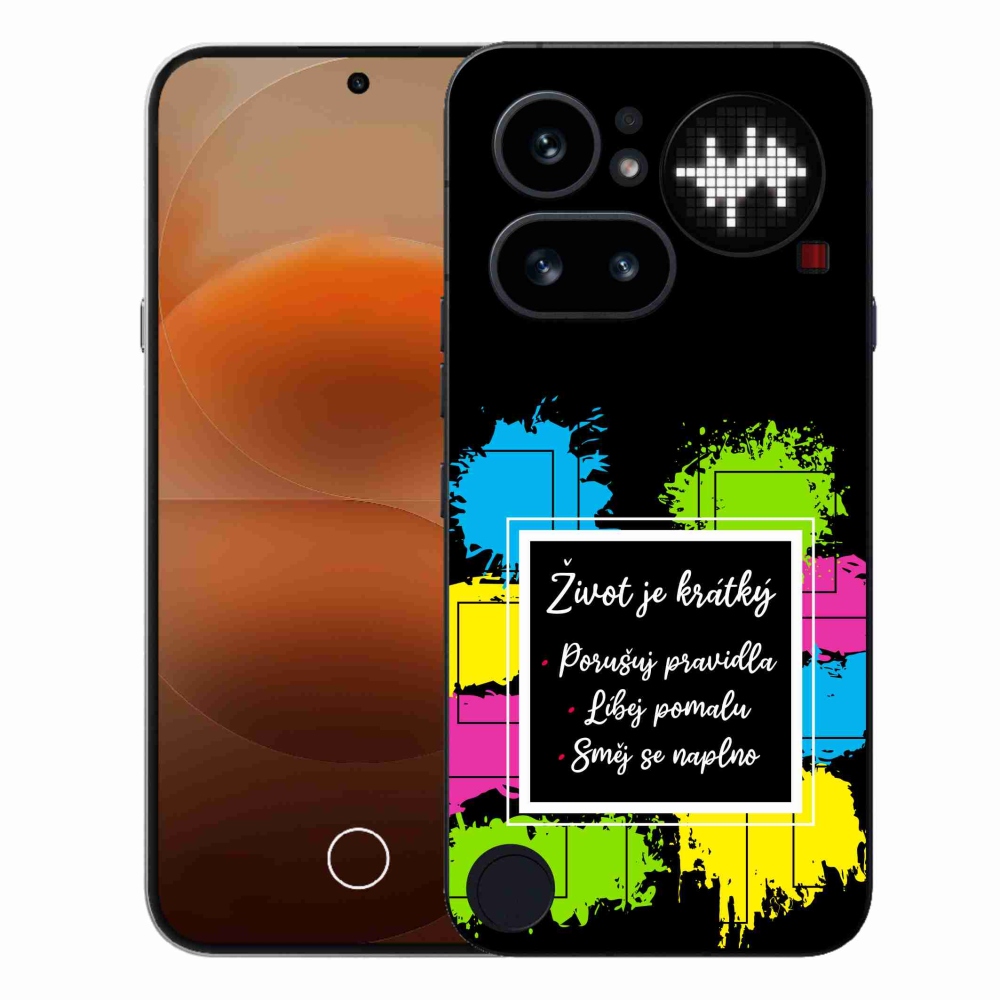 Zselés borító mmCase a Nothing Phone (4a) - idézet 5 fekete háttérrel