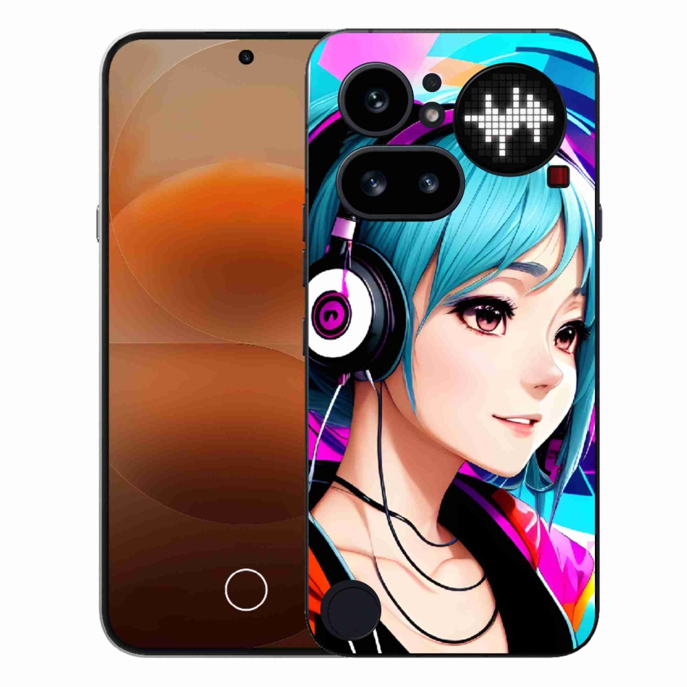 Zselés borító mmCase a Nothing Phone (4a) - lány fejhallgatóval