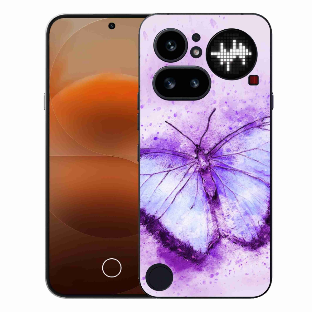 Zselés borító mmCase a Nothing Phone (4a) - lila pillangóhoz