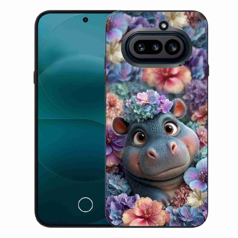Zselés borító mmCase a Nothing Phone (4a) készülékhez - víziló virágokkal