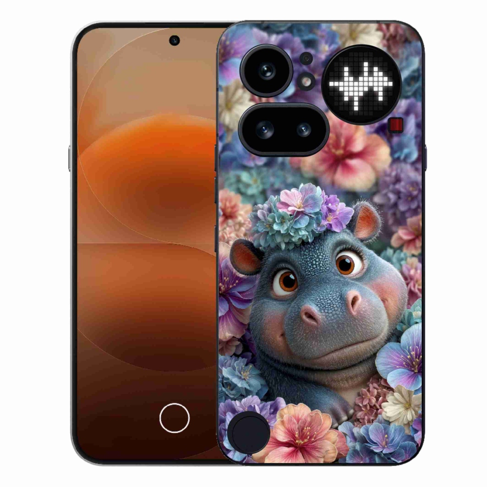 Zselés borító mmCase a Nothing Phone (4a) készülékhez - víziló virágokkal