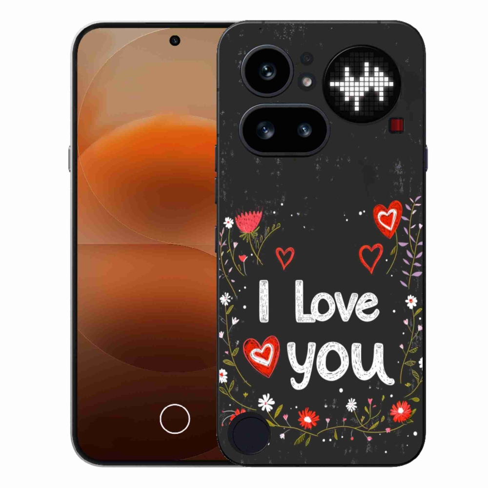 Zselés borító mmCase a Nothing Phone (4a) - I love you fekete háttérrel