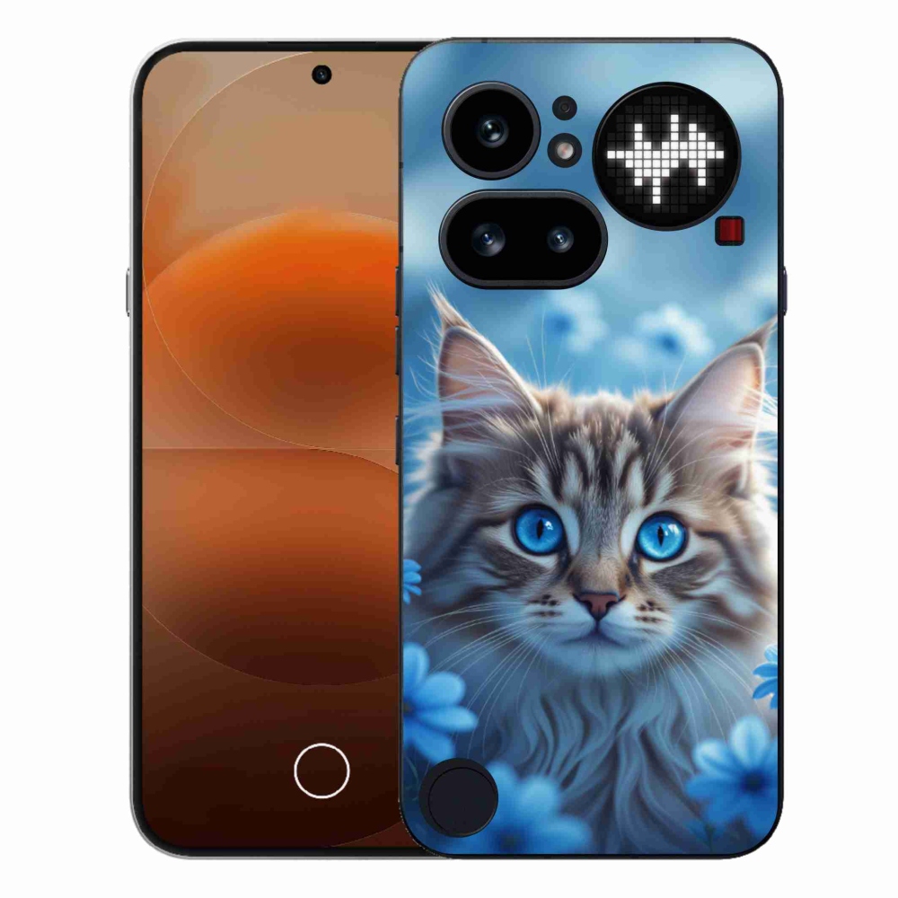 Zselés borító mmCase a Nothing Phone (4a) telefonhoz - kék virágos cica