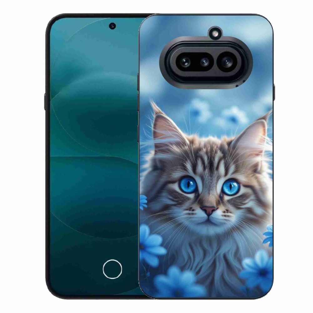Zselés borító mmCase a Nothing Phone (4a) telefonhoz - kék virágos cica