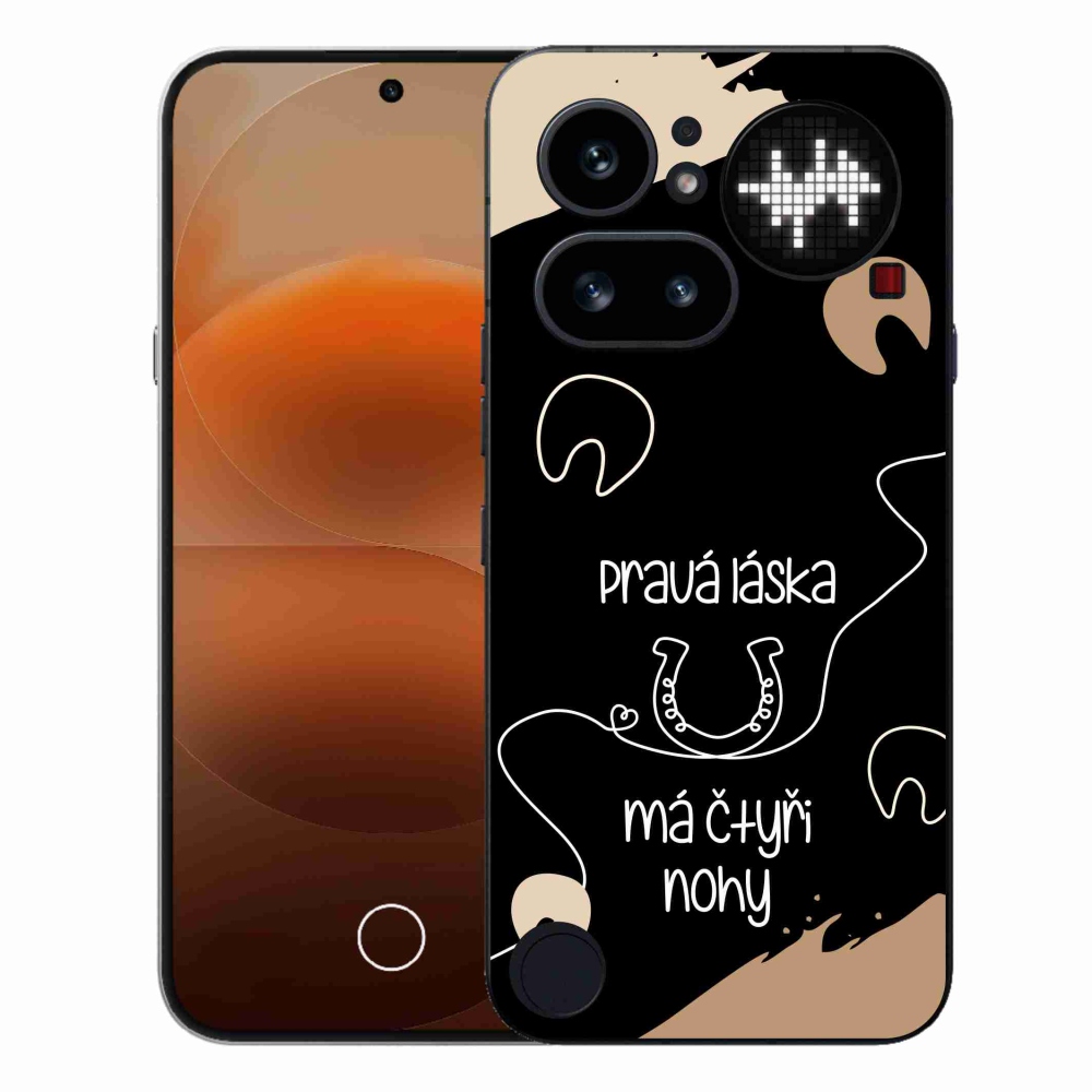 Gél borító mmCase a Nothing Phone (4a) telefonhoz - ló motívum fekete háttérrel