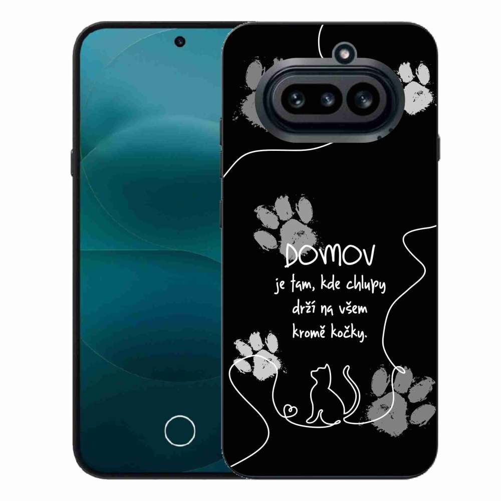 Zselés borító mmCase a Nothing Phone (4a) telefonhoz - macska motívum fekete háttérrel