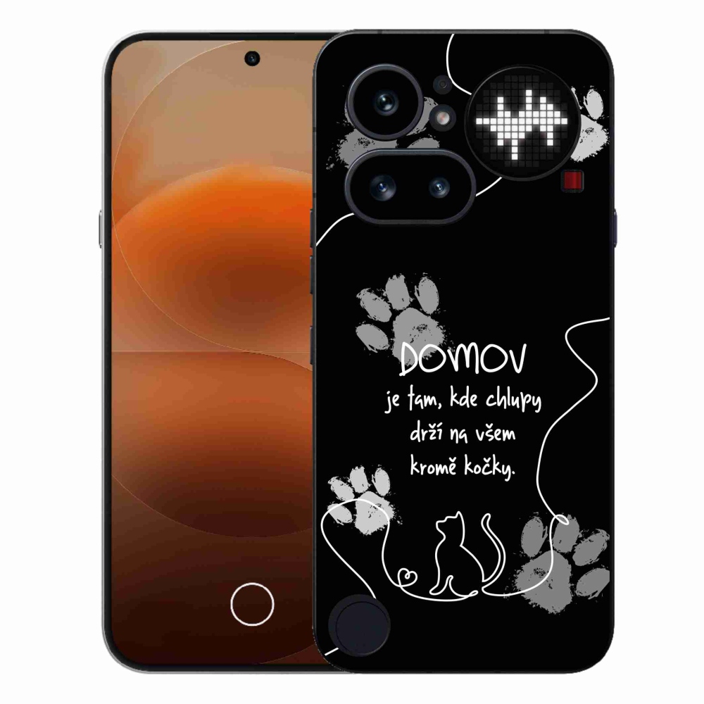 Zselés borító mmCase a Nothing Phone (4a) telefonhoz - macska motívum fekete háttérrel
