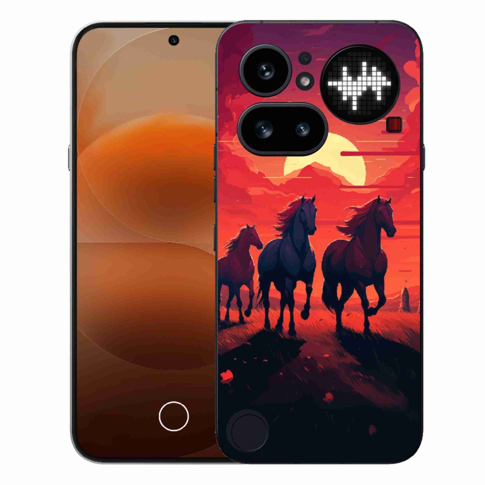 Zselés borító mmCase a Nothing Phone (4a) - lovak és naplemente