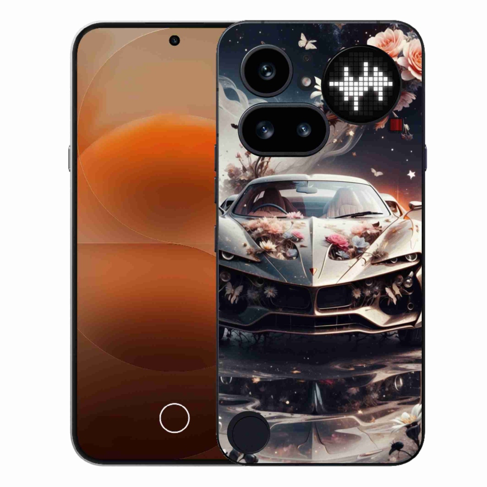 Zselés borító mmCase a Nothing Phone (4a) - virágos sportkocsira