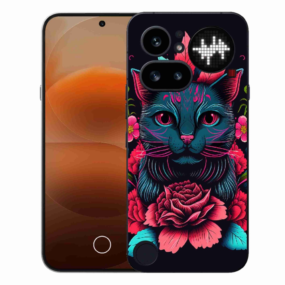 Zselés borító mmCase a Nothing Phone (4a) - virágok és macska