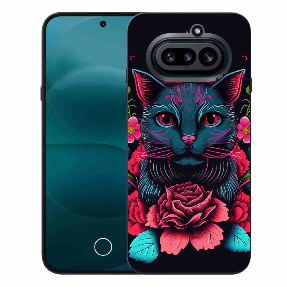 Zselés borító mmCase a Nothing Phone (4a) - virágok és macska