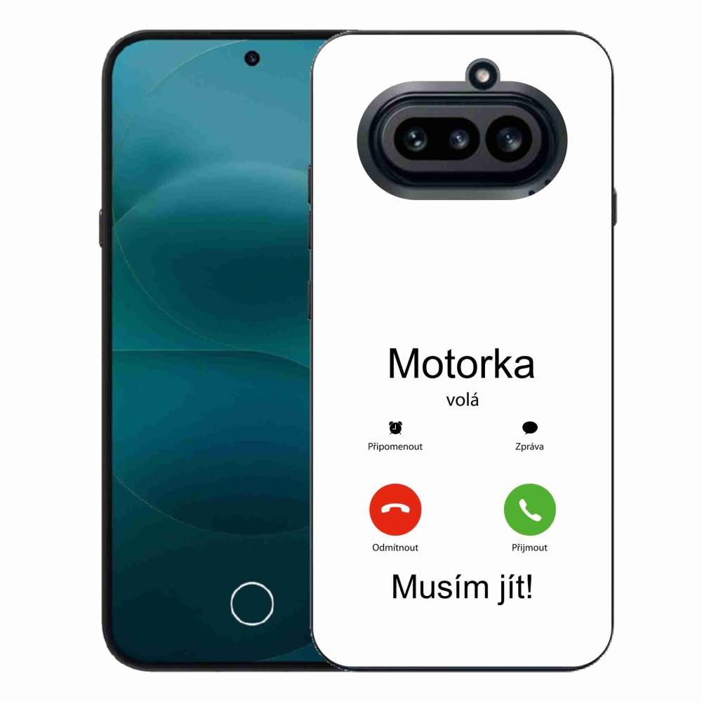 Gél borító mmCase a Nothing Phone (4a) - motoros hívás fehér háttérrel