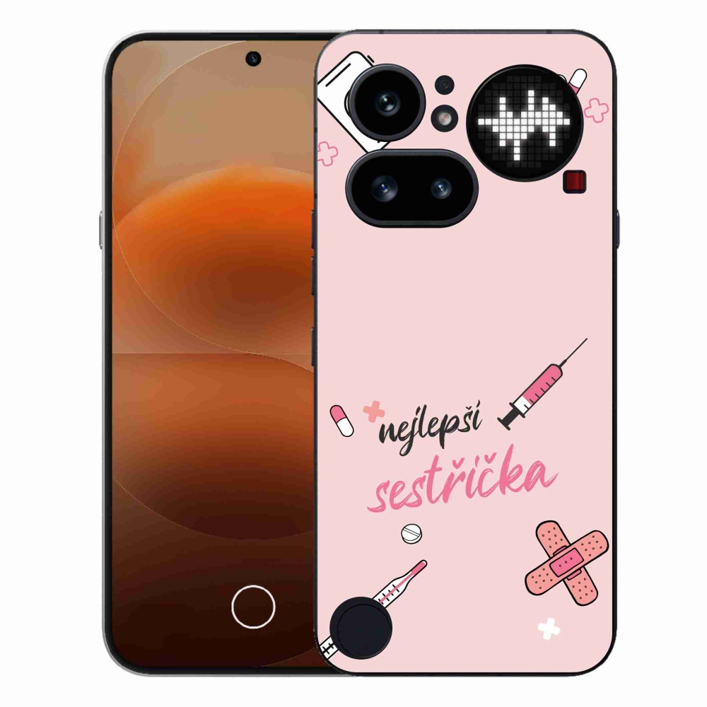 Gél borító mmCase a Nothing Phone (4a) - legjobb kishúg rózsaszín háttérrel