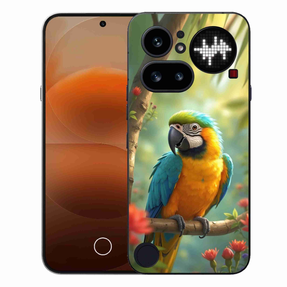 Zselés tok mmCase a Nothing Phone (4a) telefonhoz - papagáj ara kék és sárga
