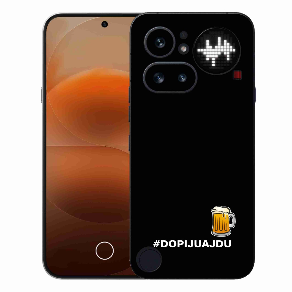 Zselés borító mmCase a Nothing Phone (4a) - sör motívum 1 fekete háttérrel