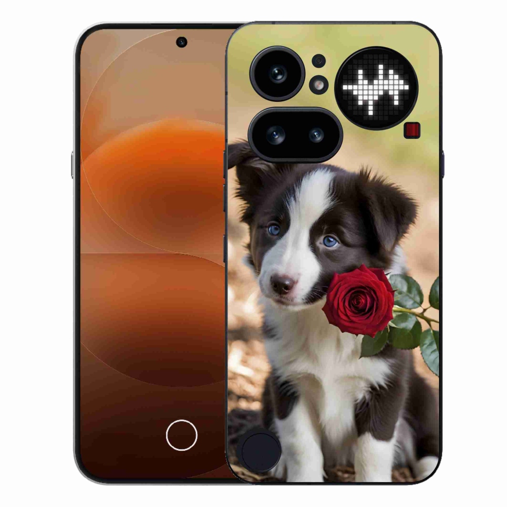 Zselés borító mmCase a Nothing telefonhoz (4a) - aranyos border collie rózsával