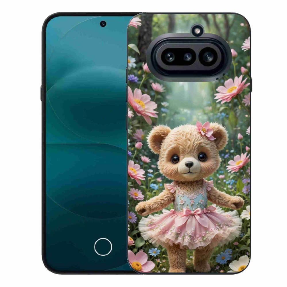Zselés borítás mmCase a Nothing Phone (4a) - aranyos mackó virágokban
