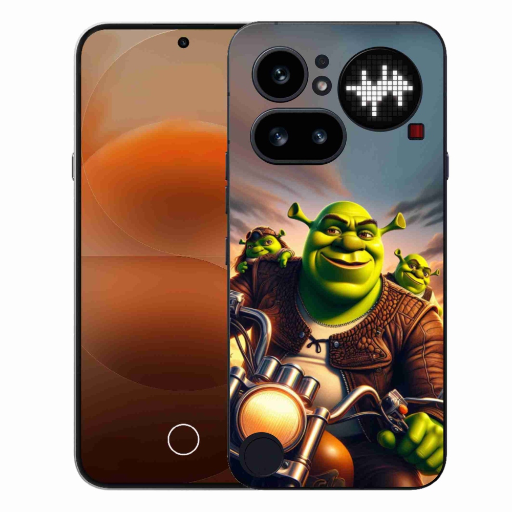 Zselés borítás mmCase a Semmi telefonhoz (4a) - Shrek a motorkerékpáron