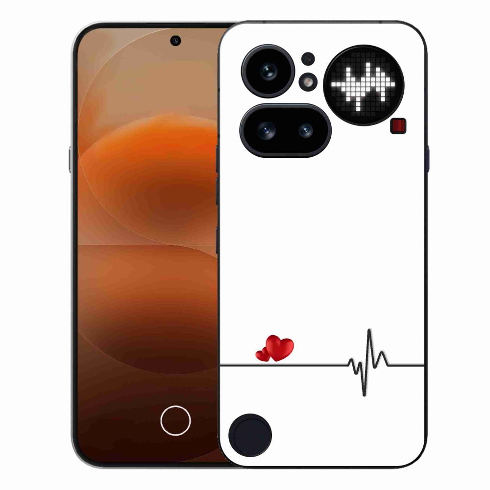 Zselés borító mmCase a Nothing Phone (4a) készülékhez - szív és szívverés fehér háttérrel