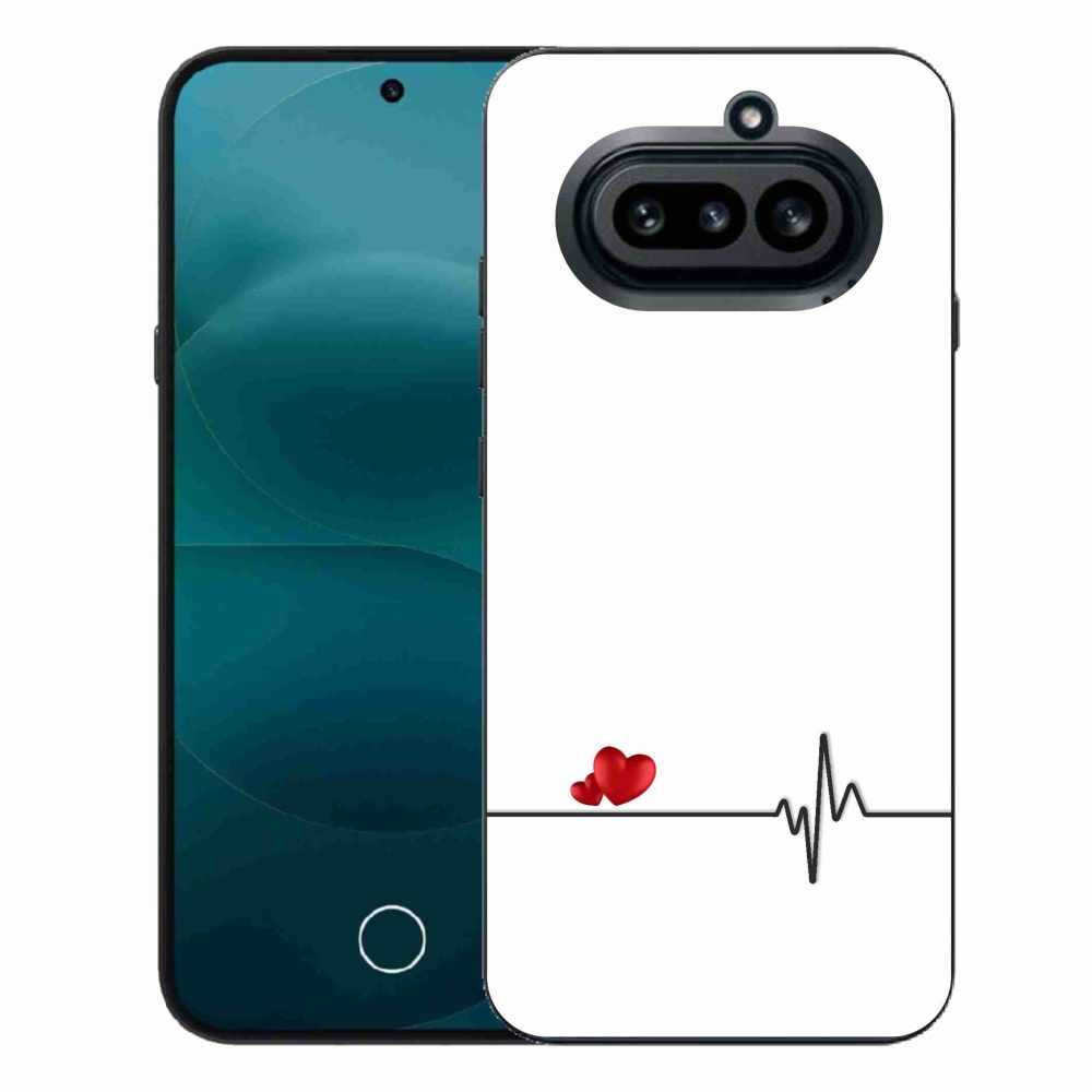 Zselés borító mmCase a Nothing Phone (4a) készülékhez - szív és szívverés fehér háttérrel