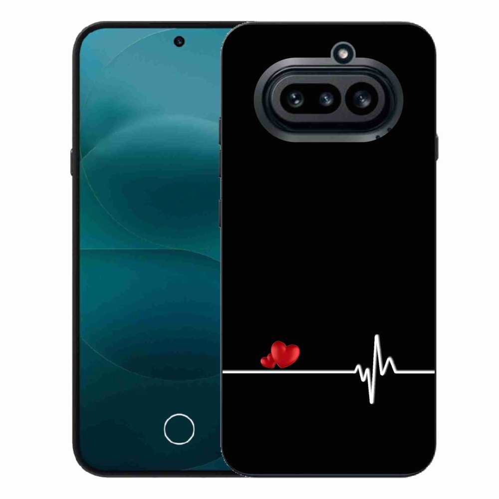 Zselés borító mmCase a Nothing Phone (4a) készülékhez - szív és szívverés fekete háttérrel