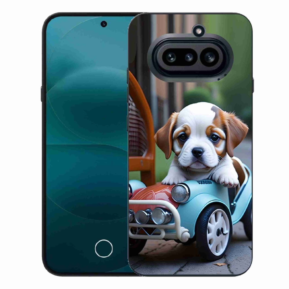 Gél borító mmCase a Nothing Phone (4a) - kiskutya retro autóban