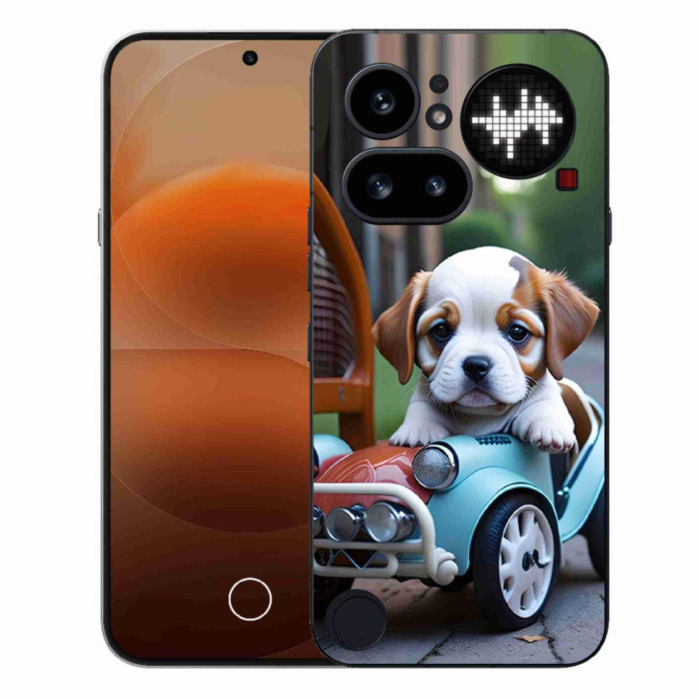 Gél borító mmCase a Nothing Phone (4a) - kiskutya retro autóban