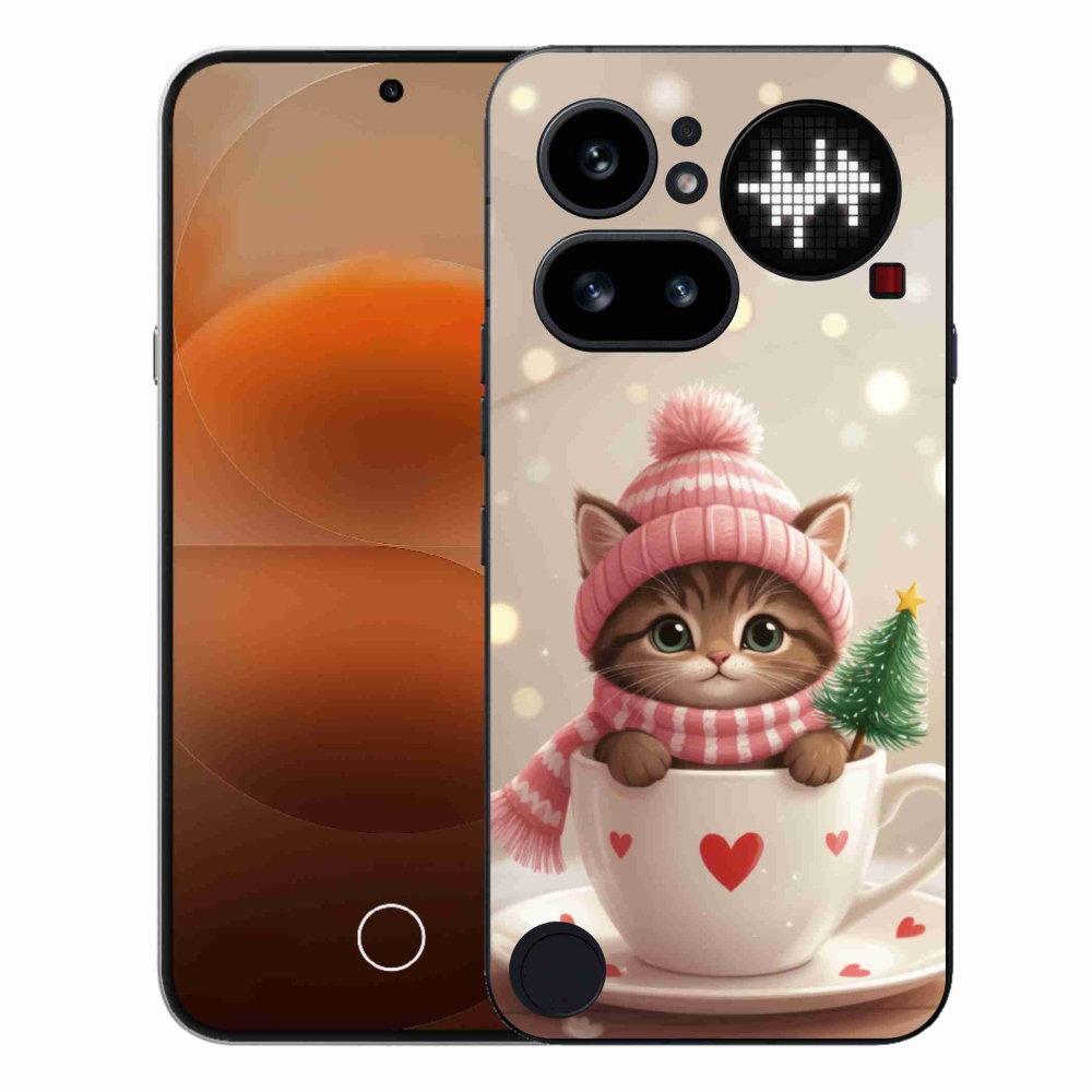 Zselés borítás mmCase for Nothing Phone (4a) - Karácsonyi cica egy csészében
