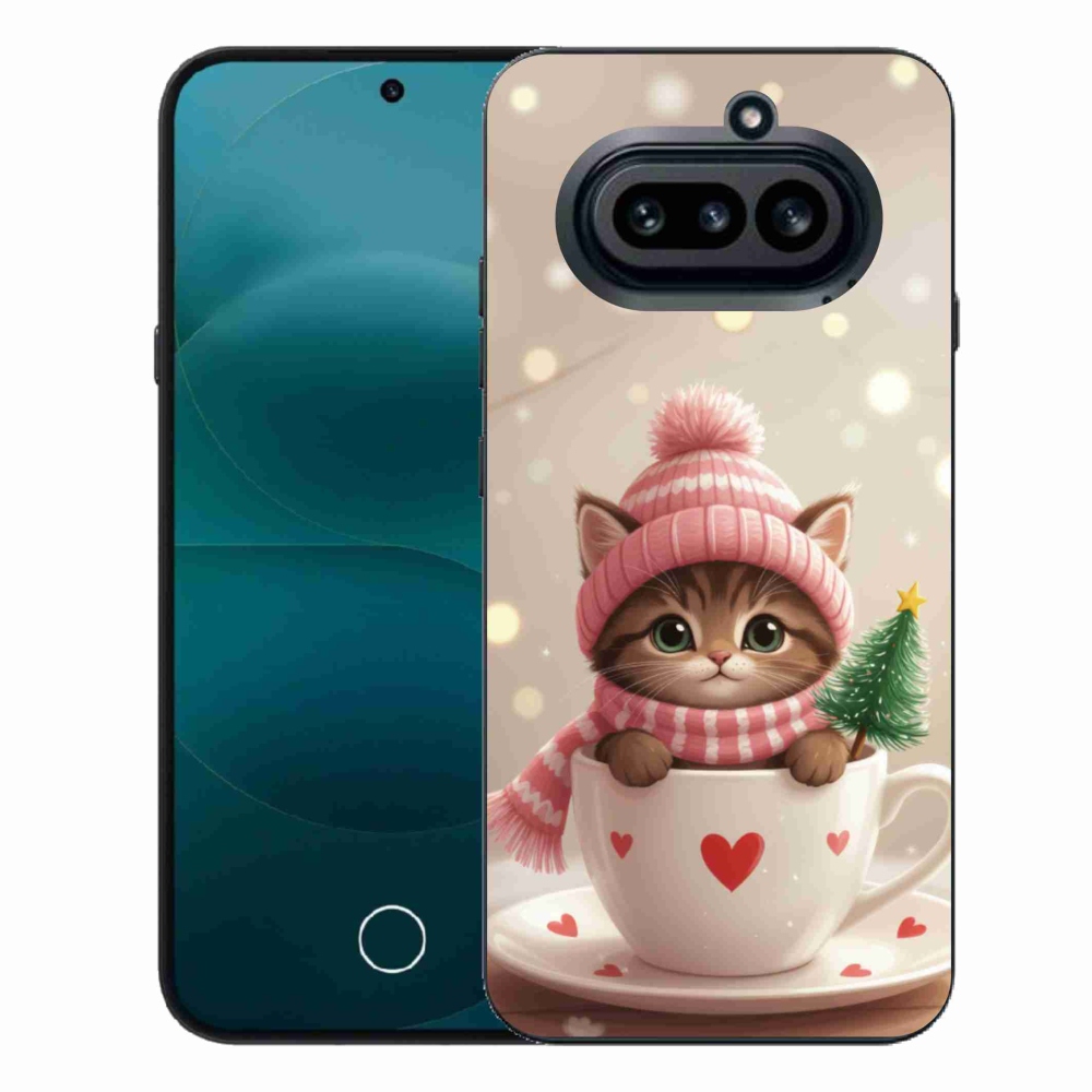 Zselés borítás mmCase for Nothing Phone (4a) - Karácsonyi cica egy csészében