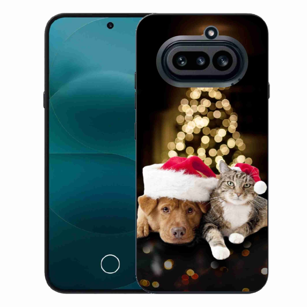 Zselés borító mmCase a Nothing Phone (4a) - Karácsonyi kutya és macska