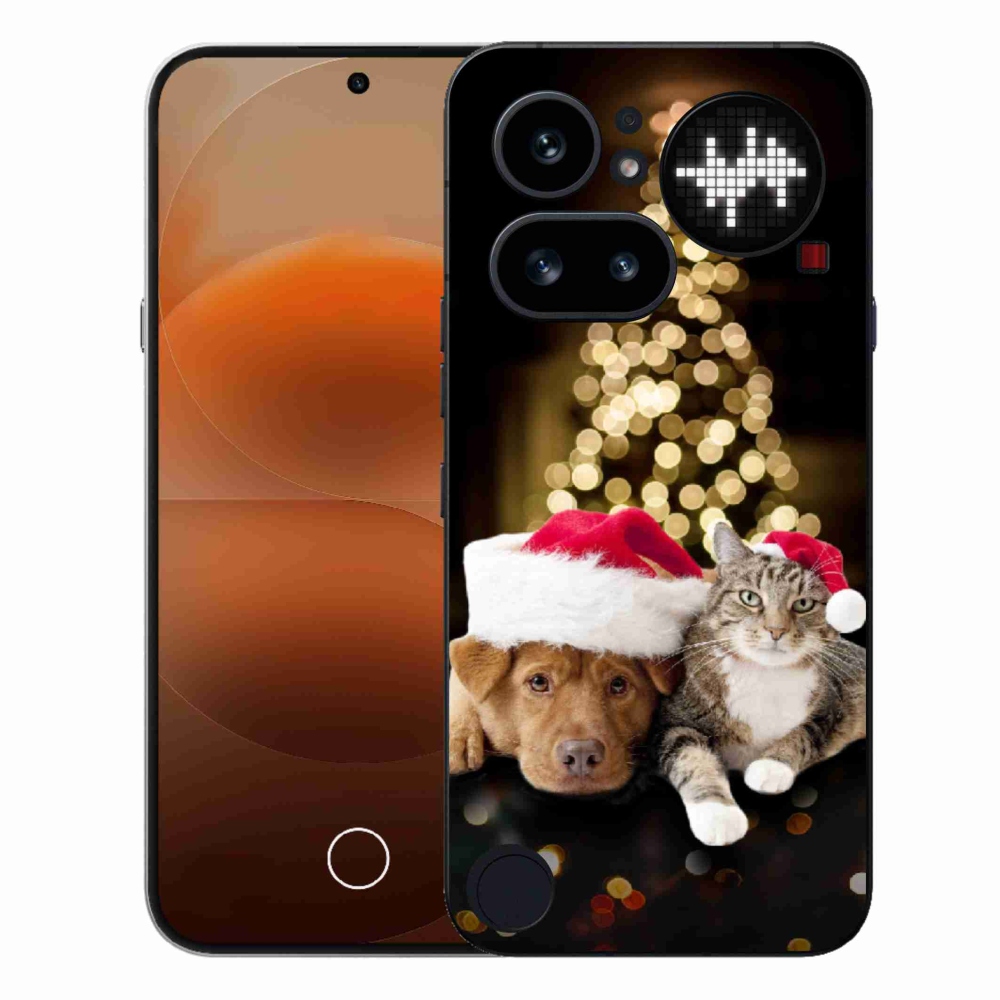 Zselés borító mmCase a Nothing Phone (4a) - Karácsonyi kutya és macska