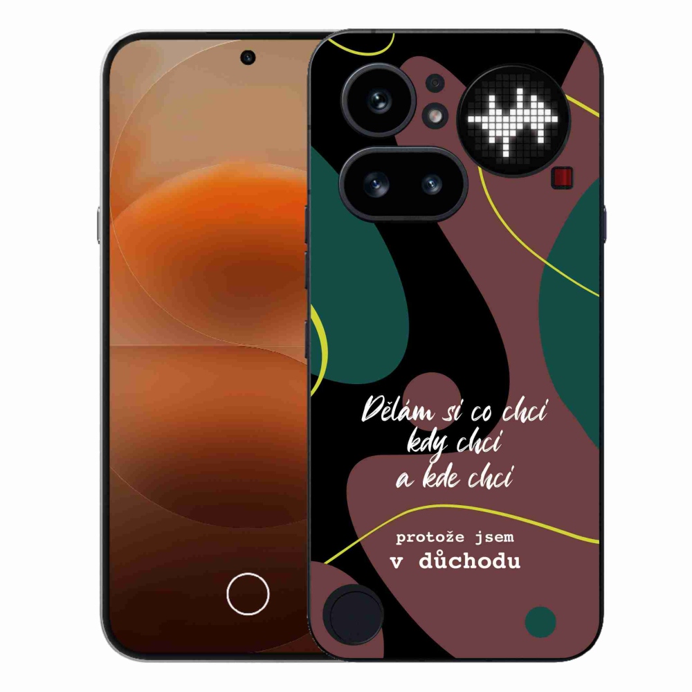 Zselés borító mmCase a Nothing Phone (4a) telefonhoz - vicces szöveg 10 fekete háttér