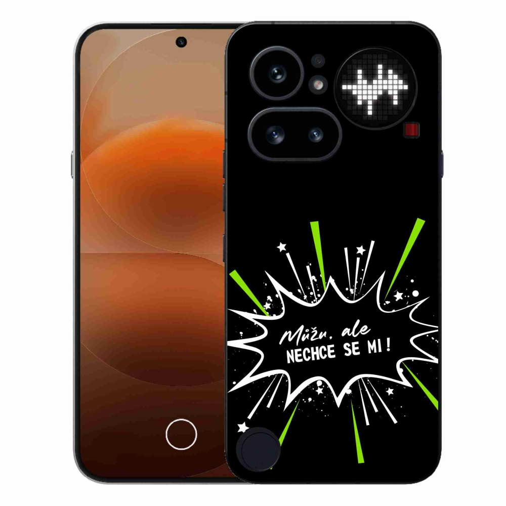 Gél borító mmCase a Nothing Phone (4a) telefonhoz - vicces szöveg 11 fekete háttér