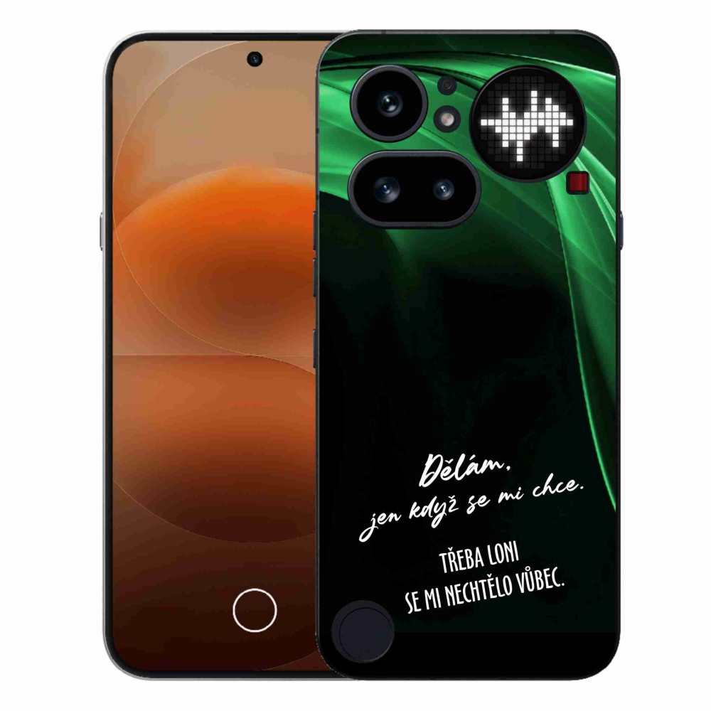 Zselés borító mmCase a Nothing Phone (4a) telefonhoz - vicces szöveg 12 fekete háttér